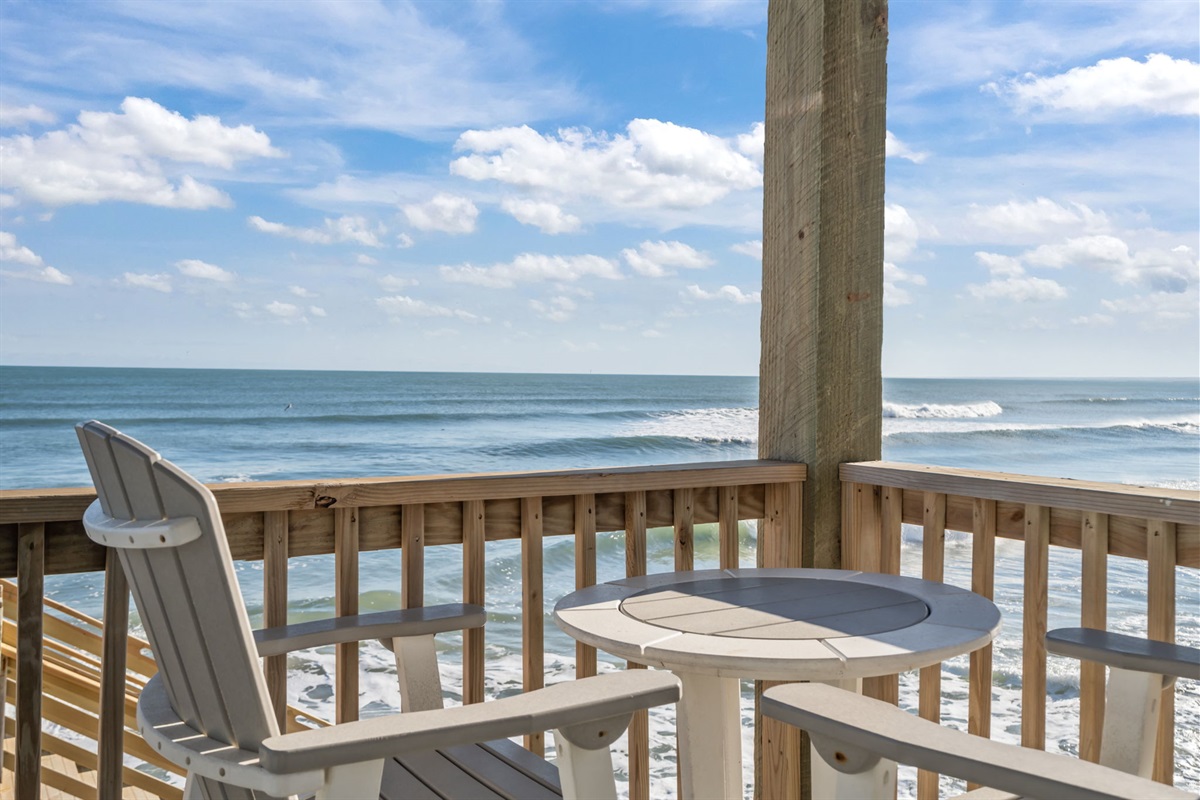 Amazing views down the beach from this prime outdoor seating