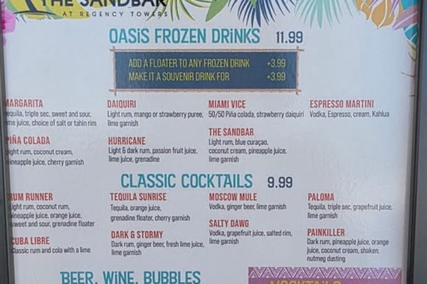 Live it up with libations from The Sandbar