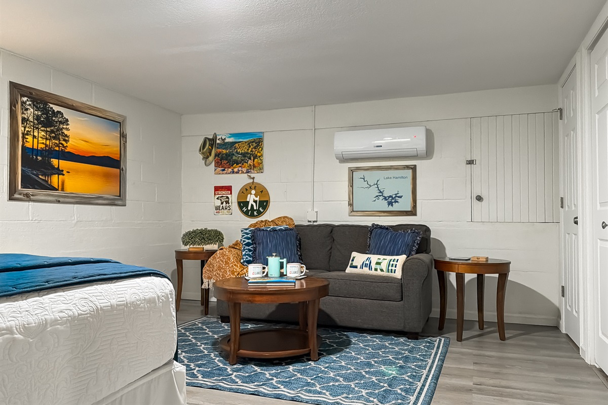 Claim the downstairs den for a quieter movie or a nap — a second living space so everyone gets room to do their own thing.