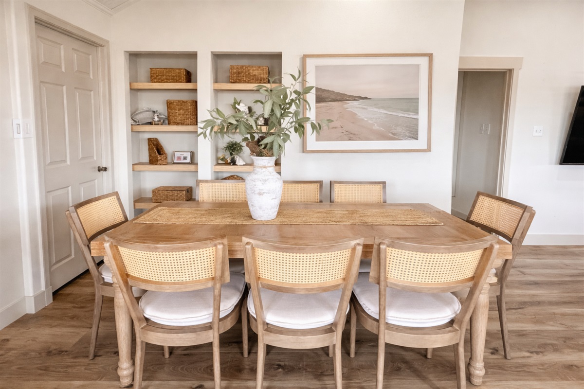Coastal dinning table seats 8