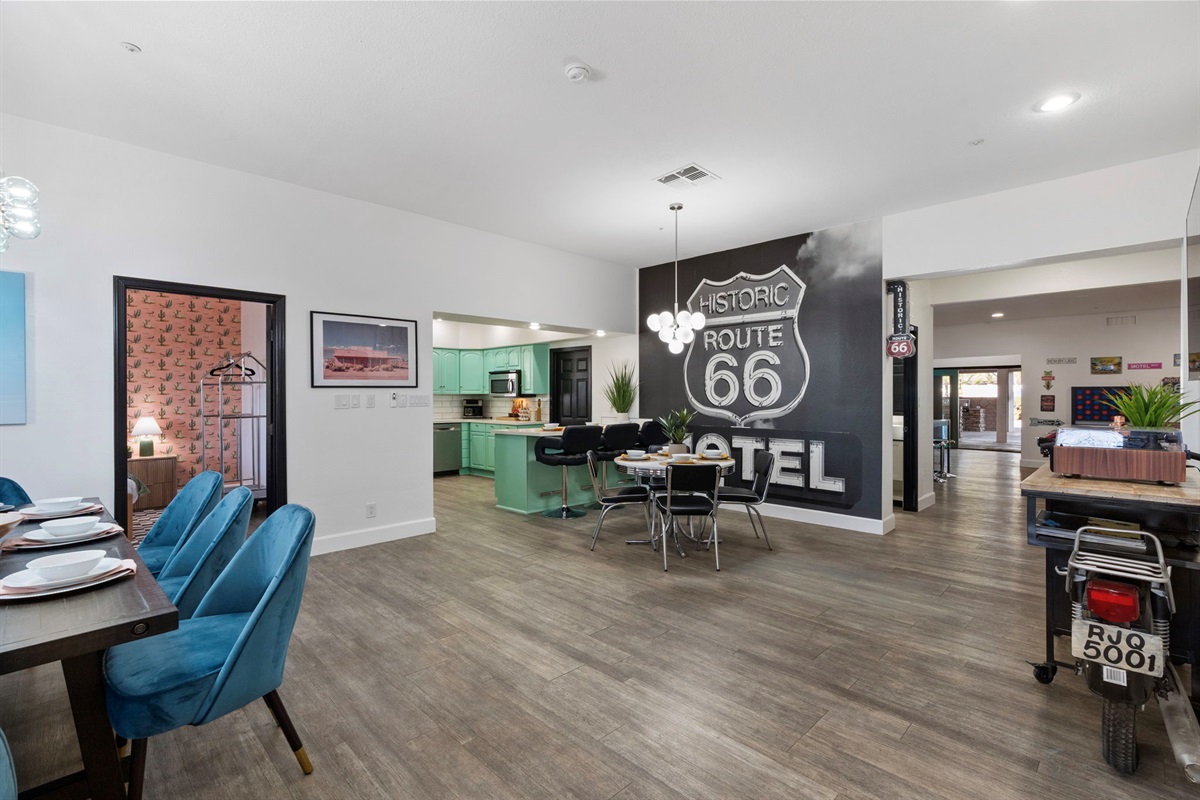 Seating for 15 in this room and additional 8 in the next room with Bike Bar to the left!