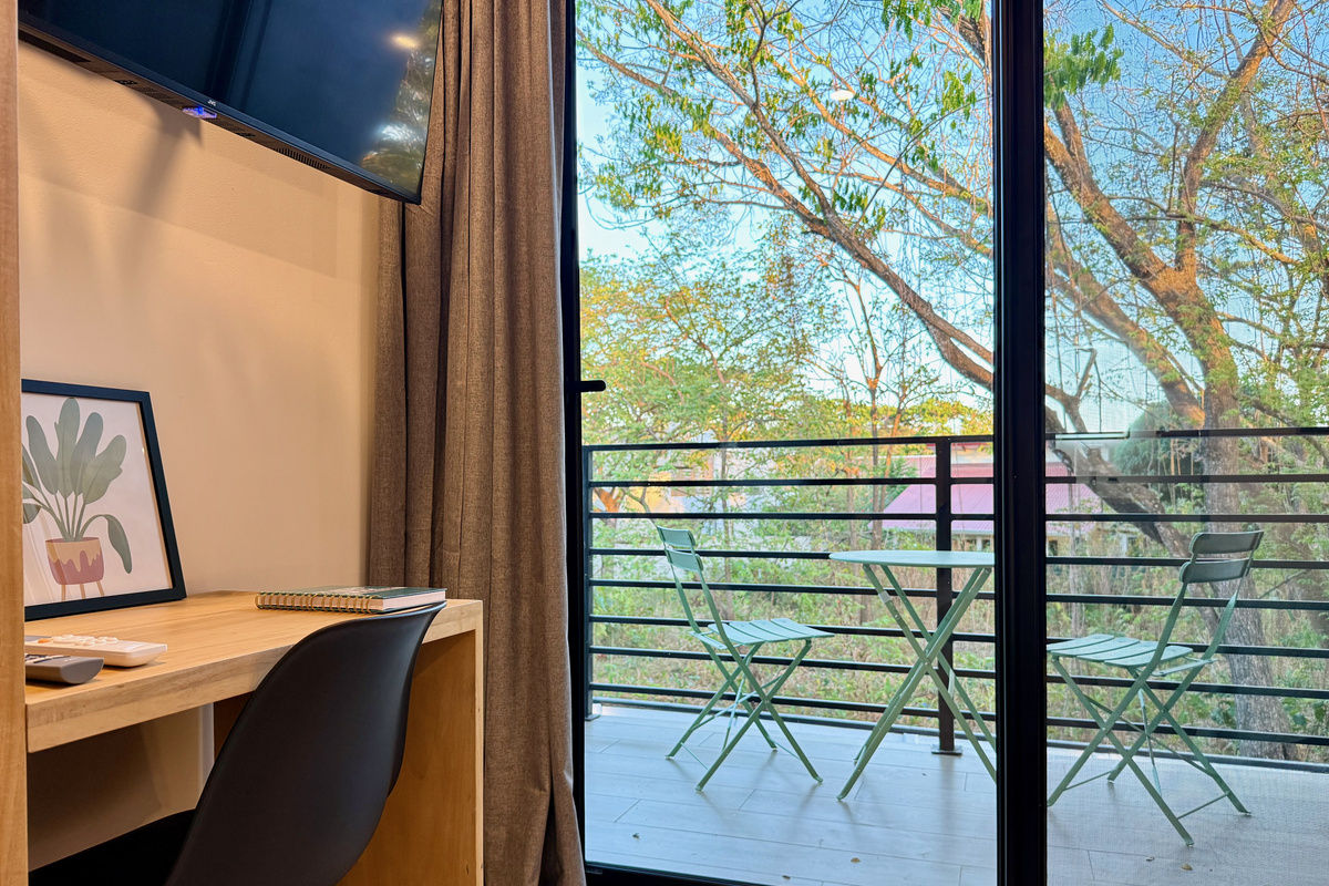 Workspace overlooking the balcony