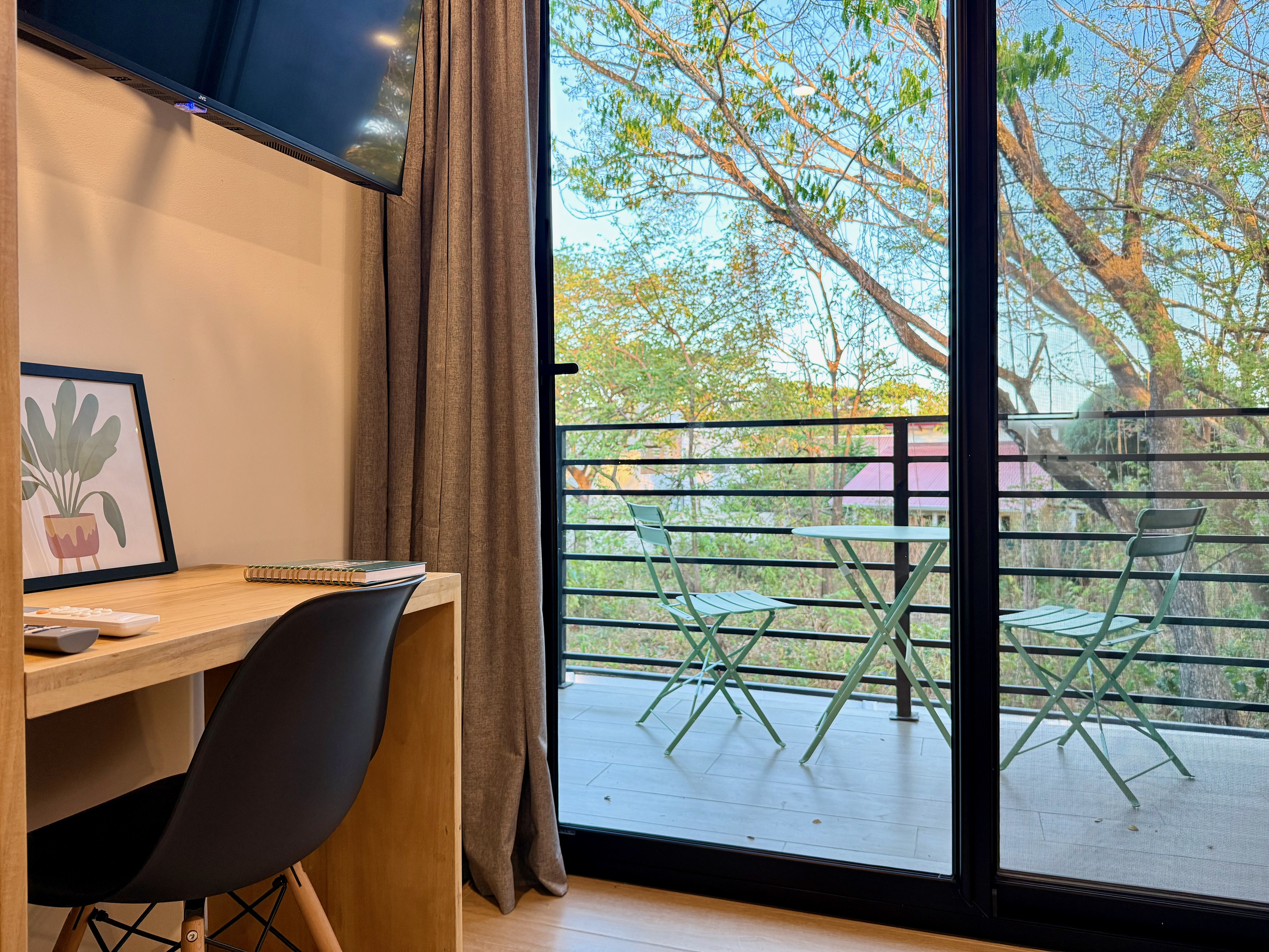 Workspace overlooking the balcony