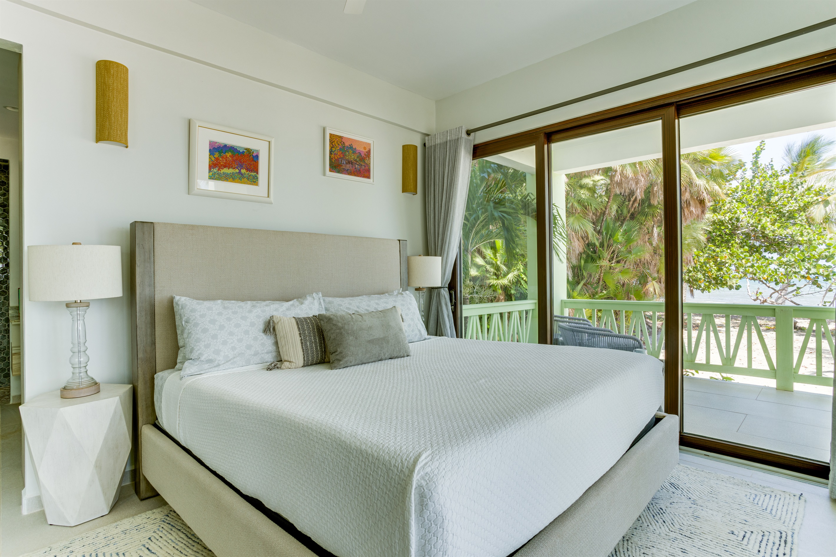 Bedroom 1: King Bed and Beach View