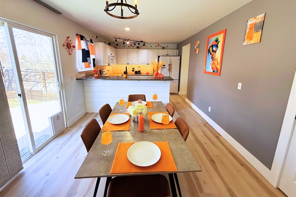 Stylish dining meets cozy vibes. Perfect for your next getaway!