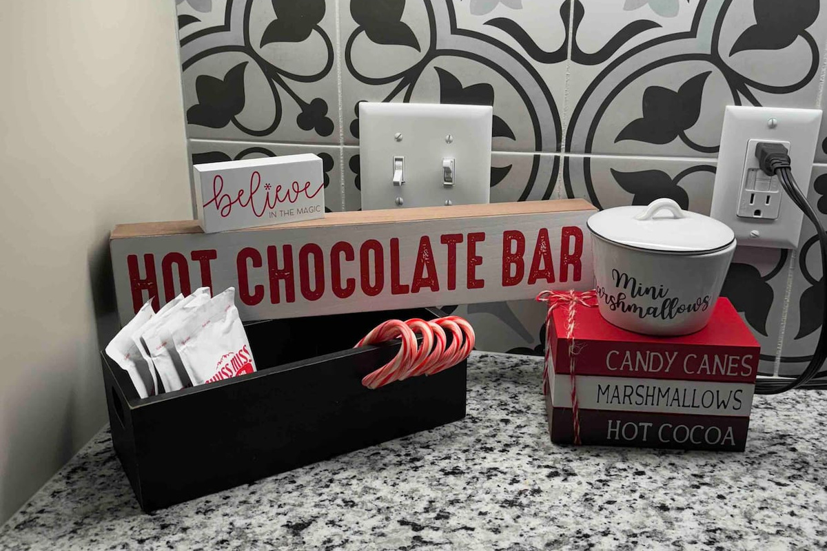 We love Christmas! We have added a little warmth with a hot chocolate bar!