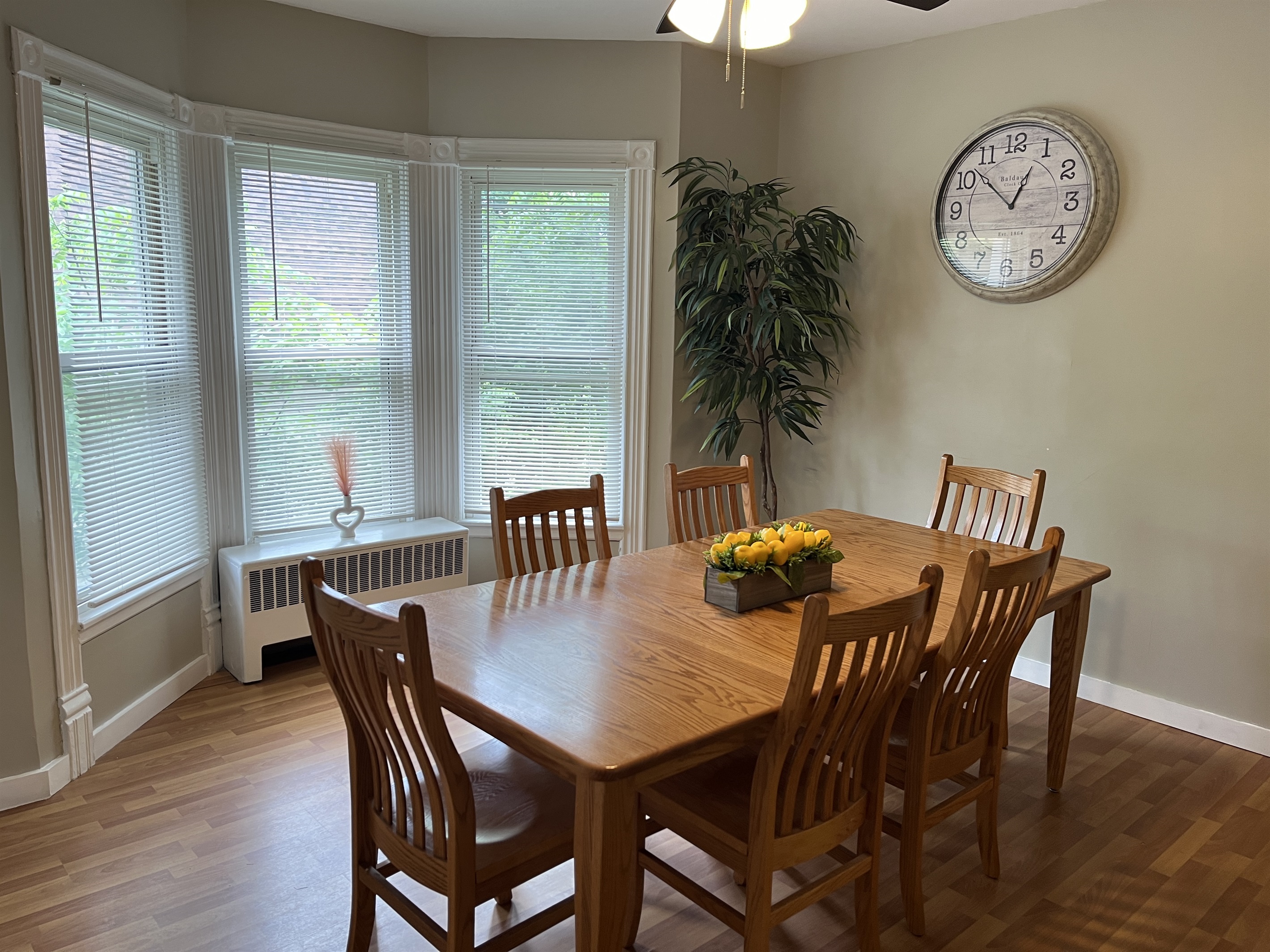 Bright dining room just off the kitchen