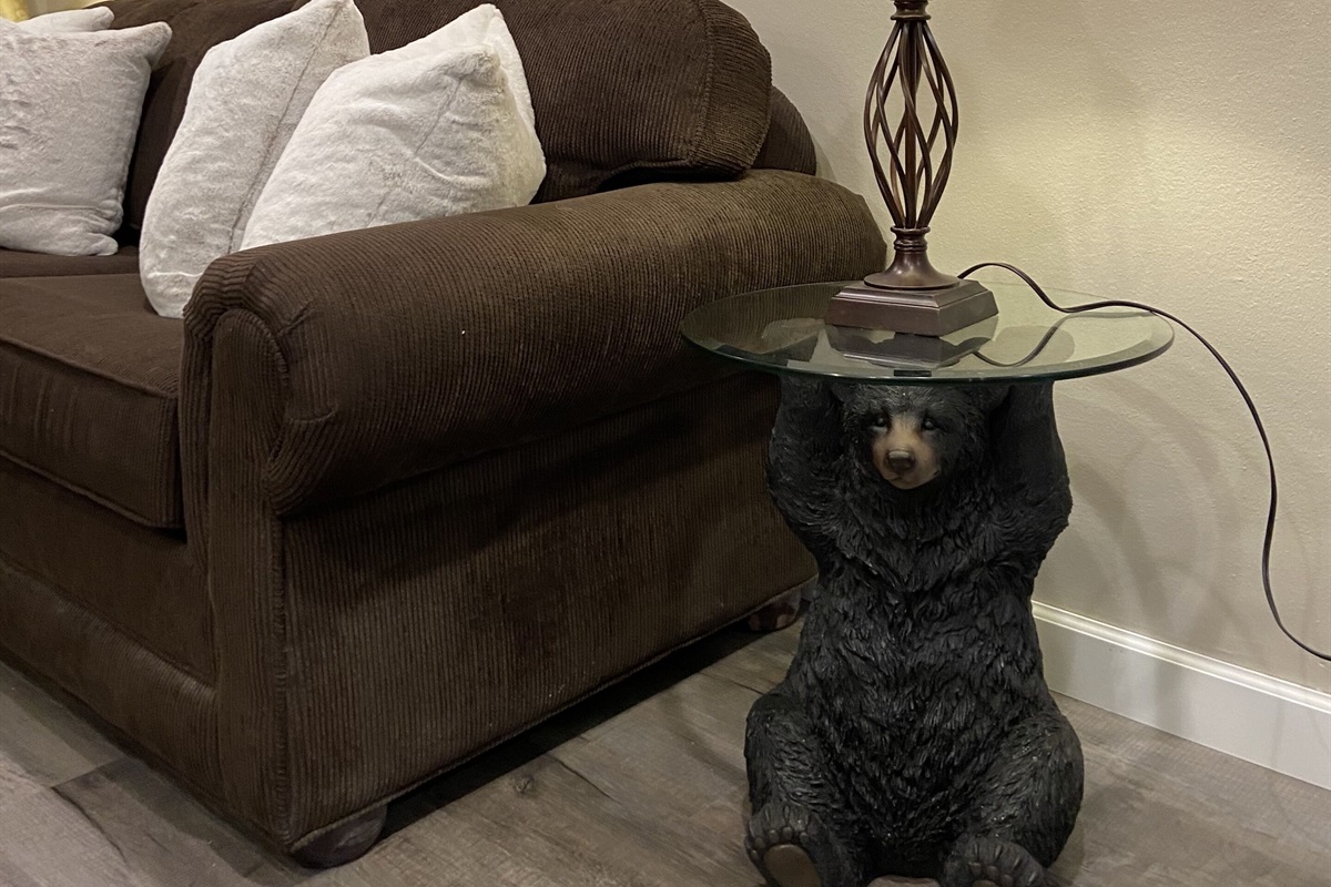 Our resident black bear will hold the table during your stay.