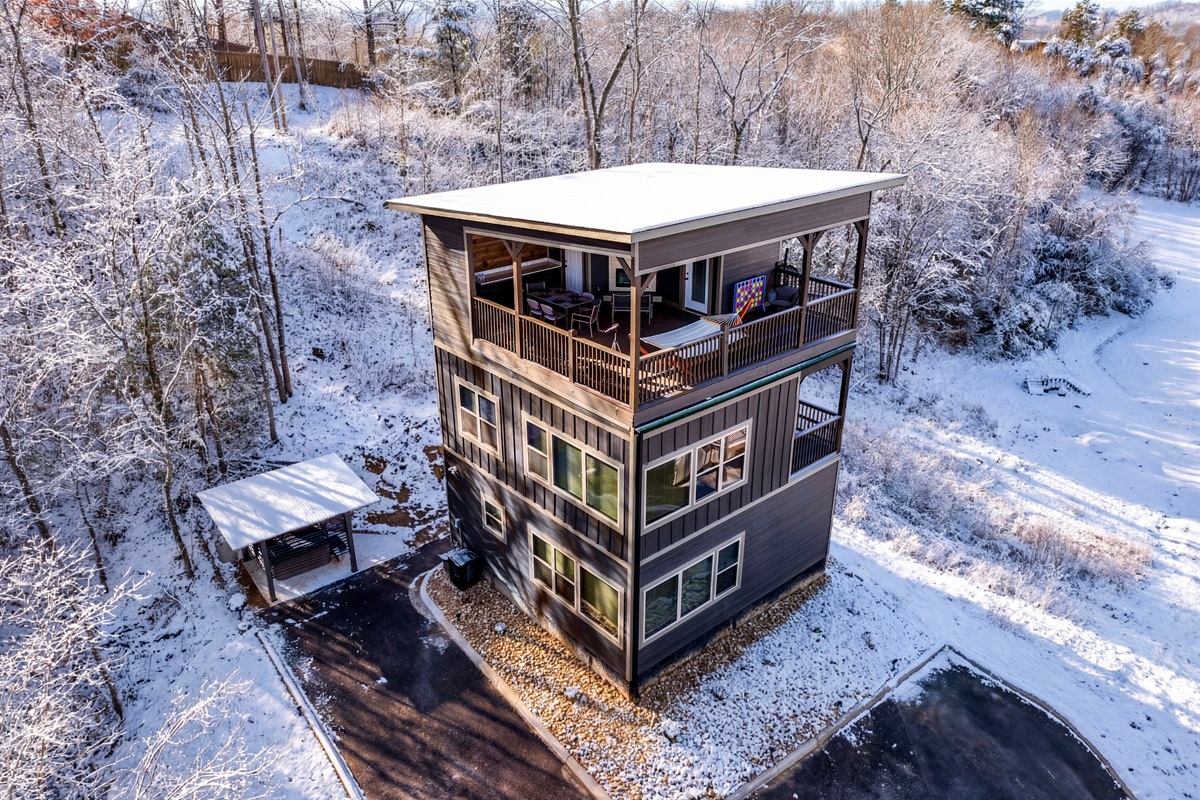 Ample parking with lighted pathway to the entrance.