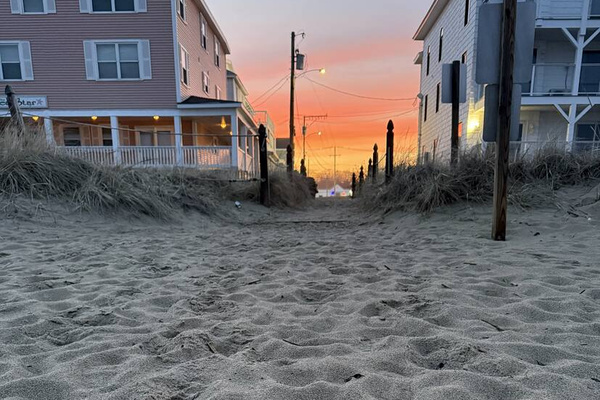 Sunset from the entrance of the beach.