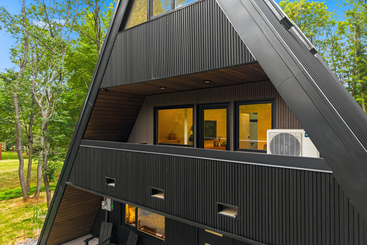 Black lines and lit windows