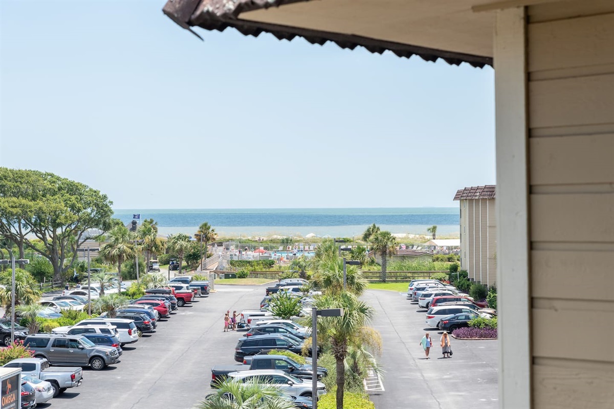 Amazing view from the balcony overlooking the Atlantic Ocean and the sandy shores of Hilton Head Island