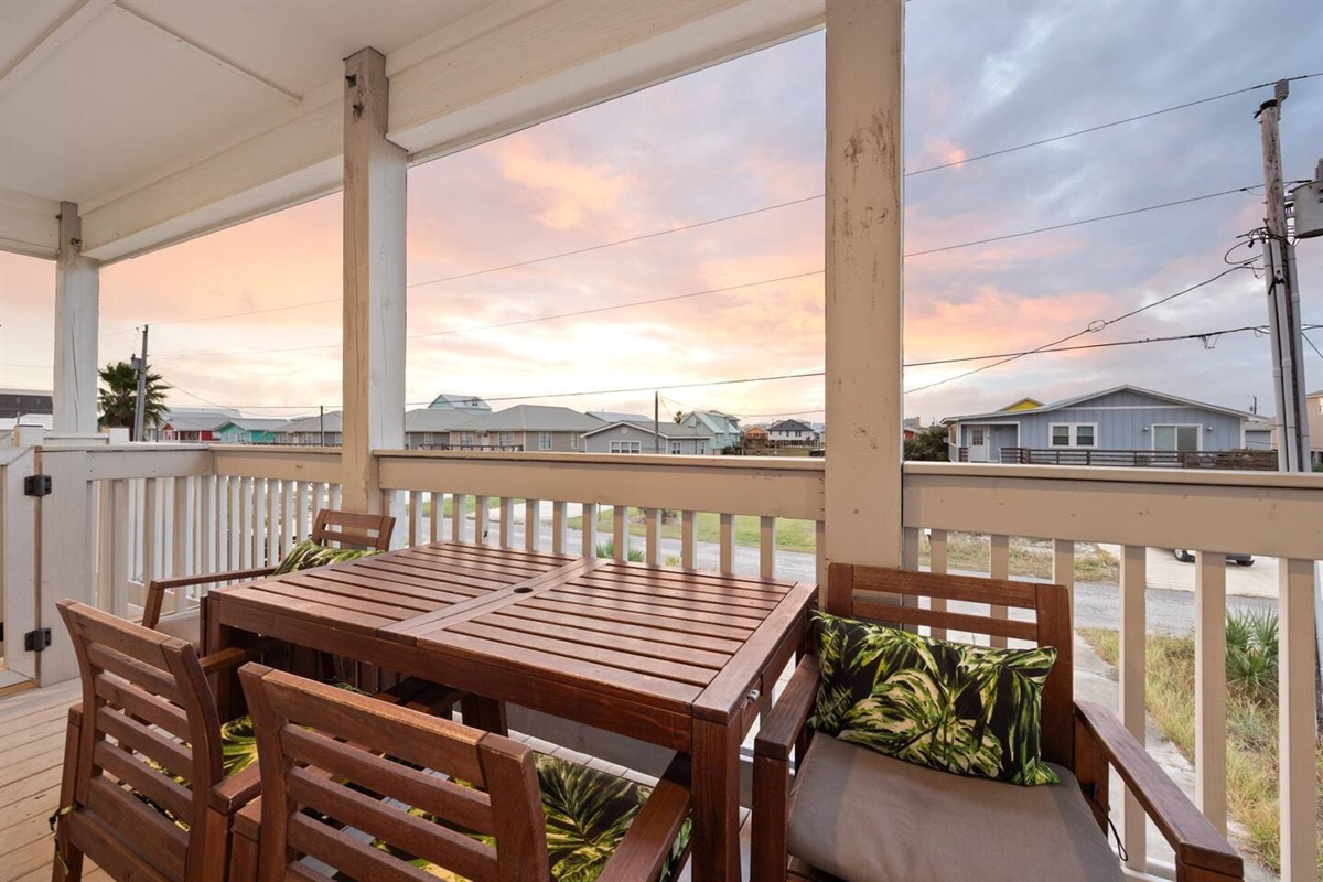 Dine or just sit out and watch the sunset on the covered porch