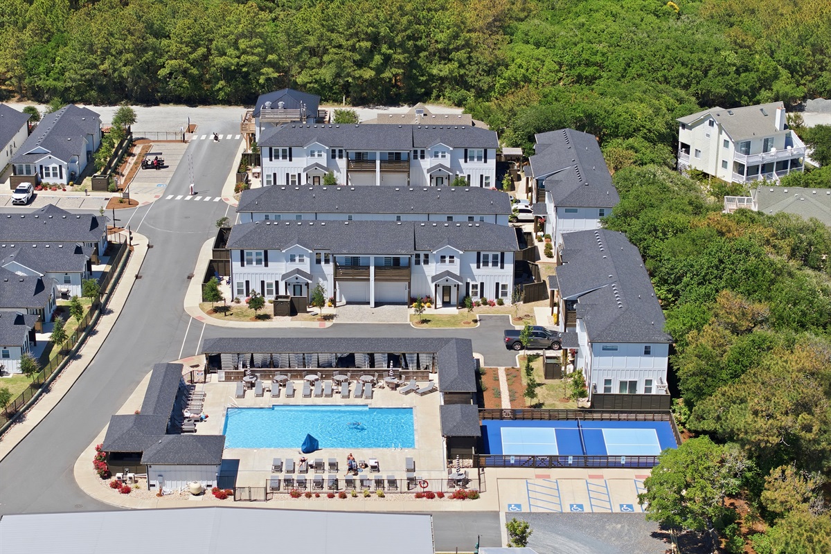Aerial view of the community amenities
