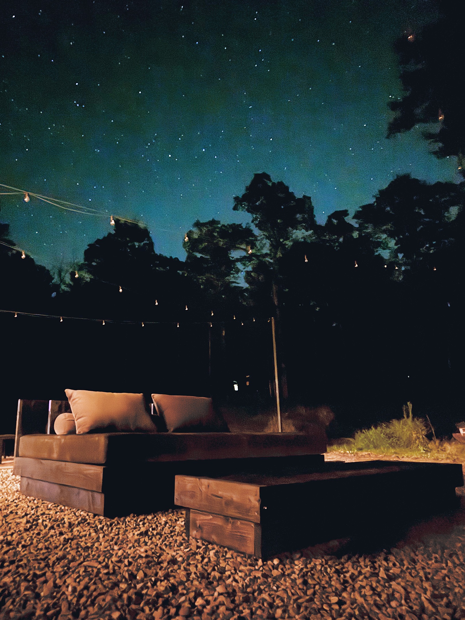 The stargazing couch at night.