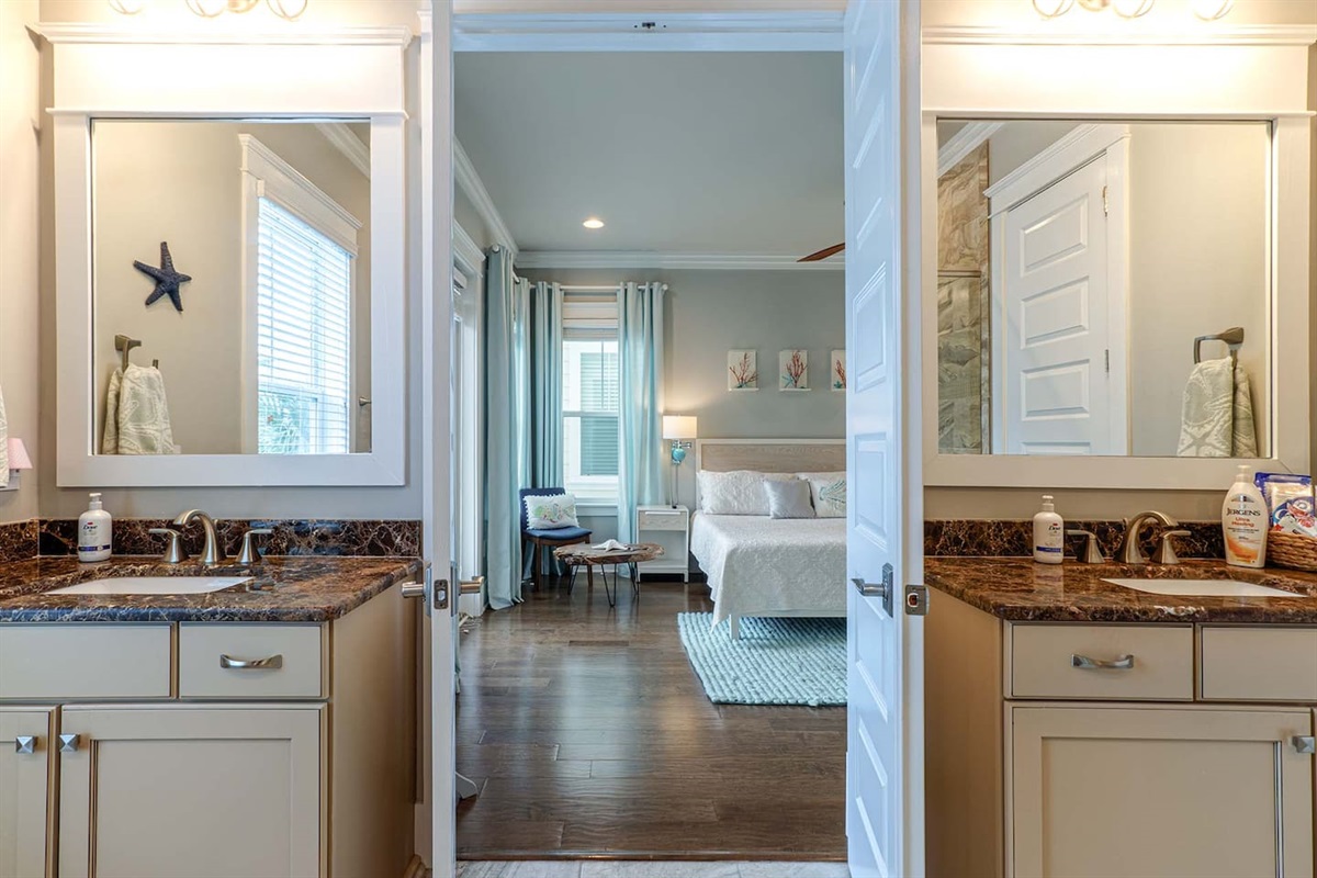 En-suite master bathroom with double vanity