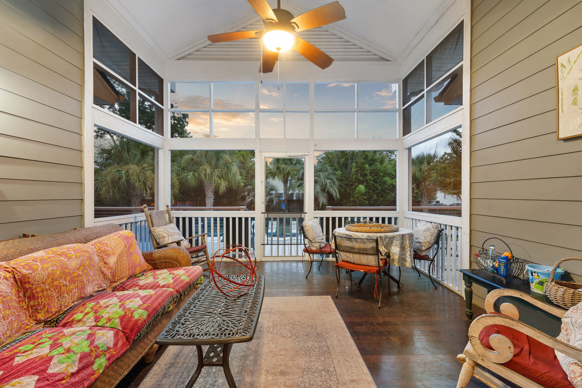 Screened Porch overlooks Pool and Yard