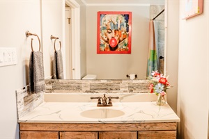 Experience convenience in our well-equipped full bathroom, stocked with all the essentials for a hassle-free and comfortable stay.