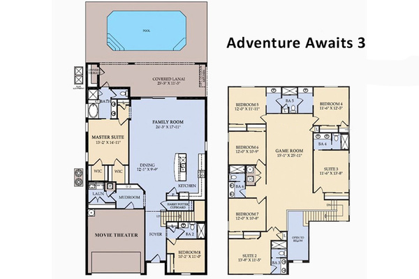 Floor Plan - Adventure Awaits 3 (The following bedrooms and bathrooms are labeled per this plan.)