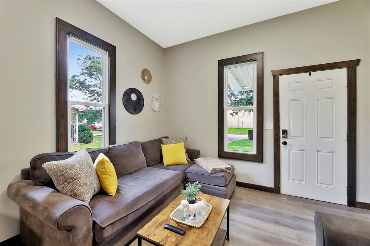 Tons of windows bring in natural light.  All windows equipped with privacy blinds.