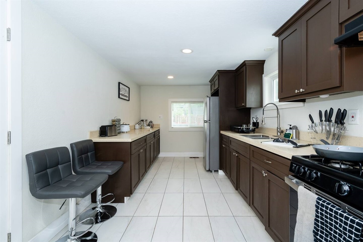 Kitchen walkway from living room