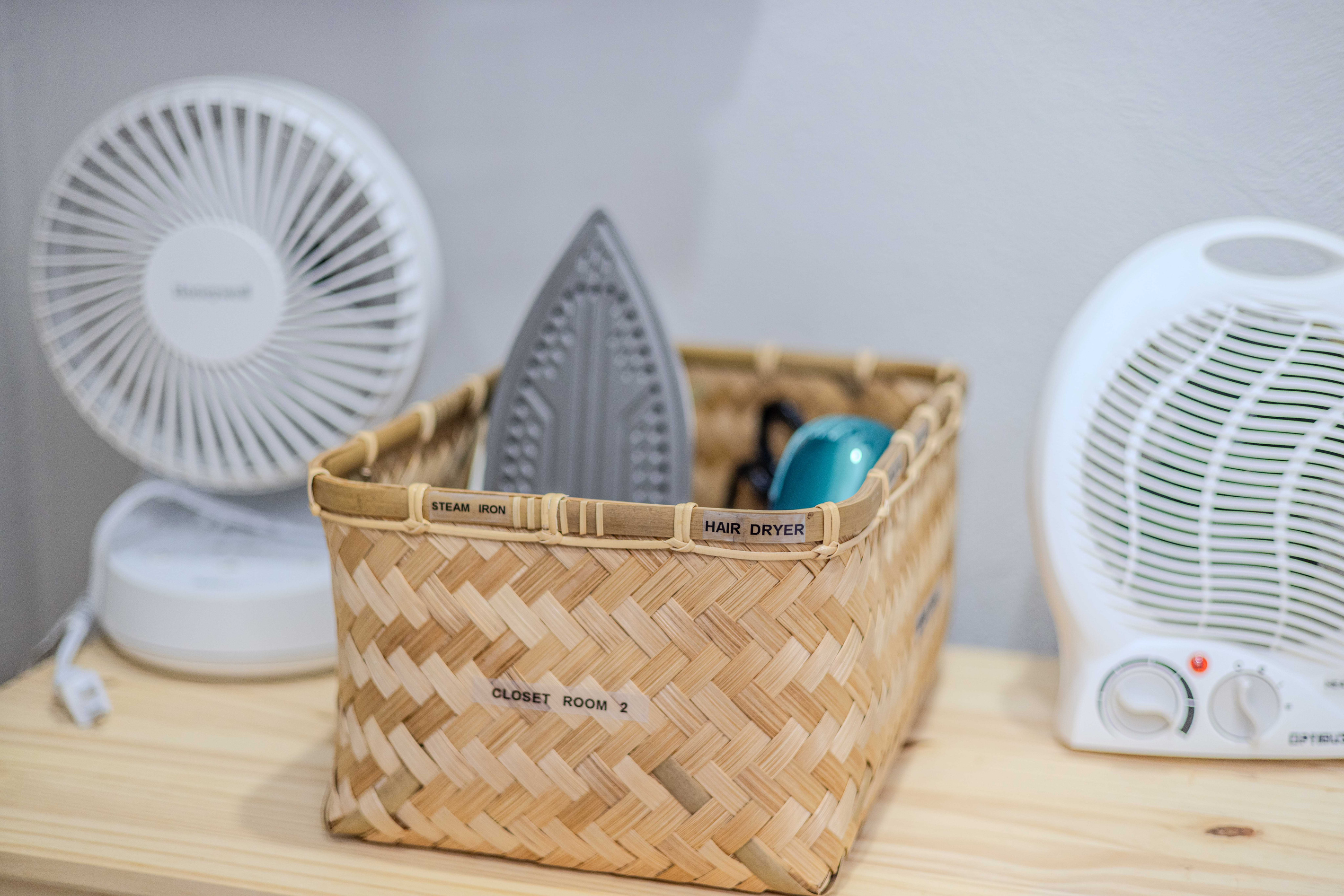 ROOM 2 - Included Per Room 1, 2, and 3 - Fan, Heater, Hair Dryer, and Ironing Board