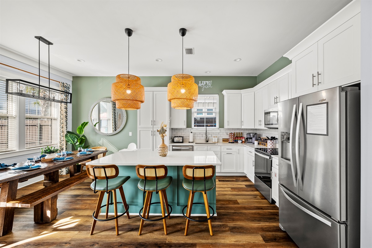 Bright, spacious, and fully equipped. Everything you need to cook family meals after long sunny days at the beach.