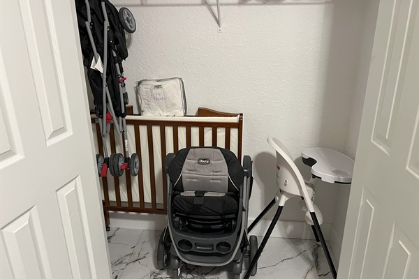 2 strollers, high chair & portable crib