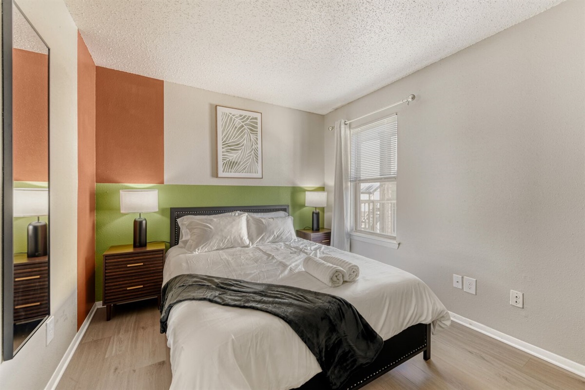 Modern comfort with a pop of color.