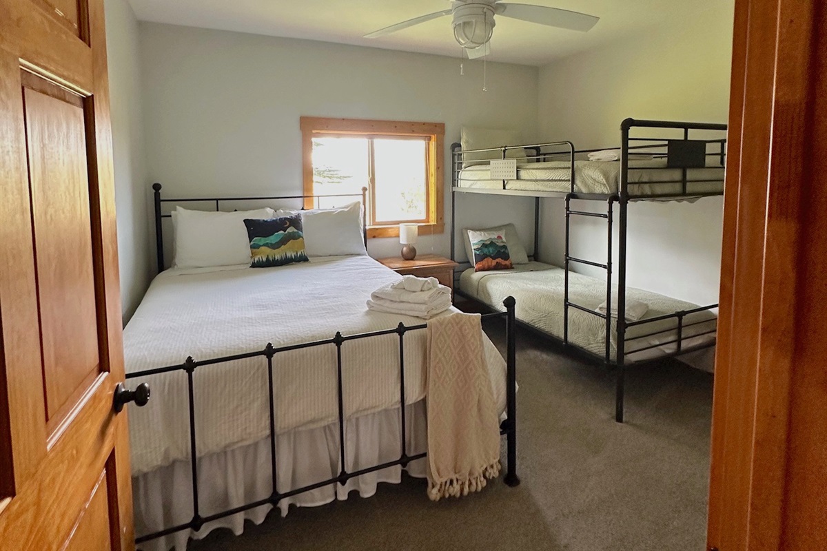 Unit A - Bedroom #3 with a queen and twin/twin bunk beds