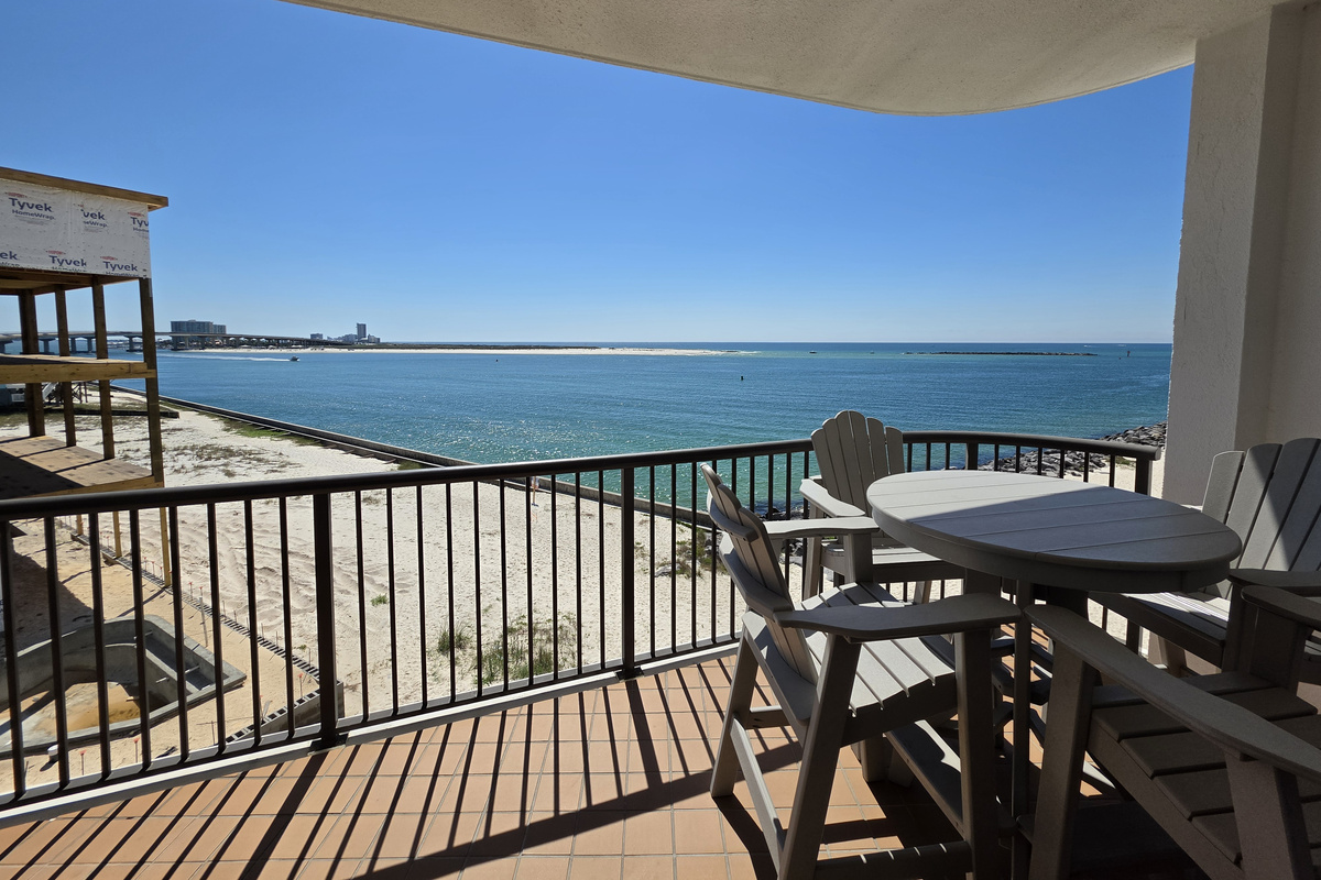 The view from the master bedroom balcony access door