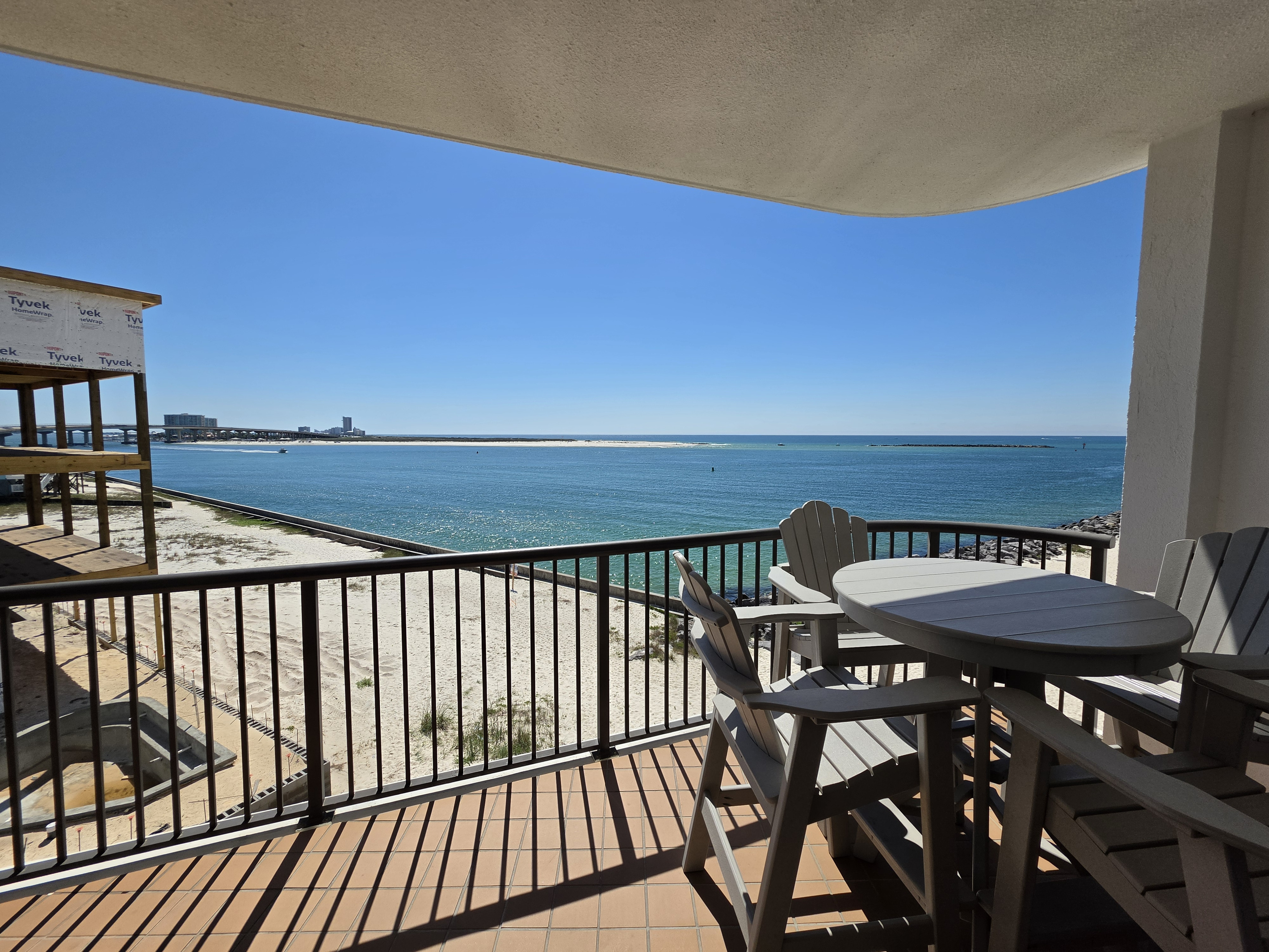 The view from the master bedroom balcony access door
