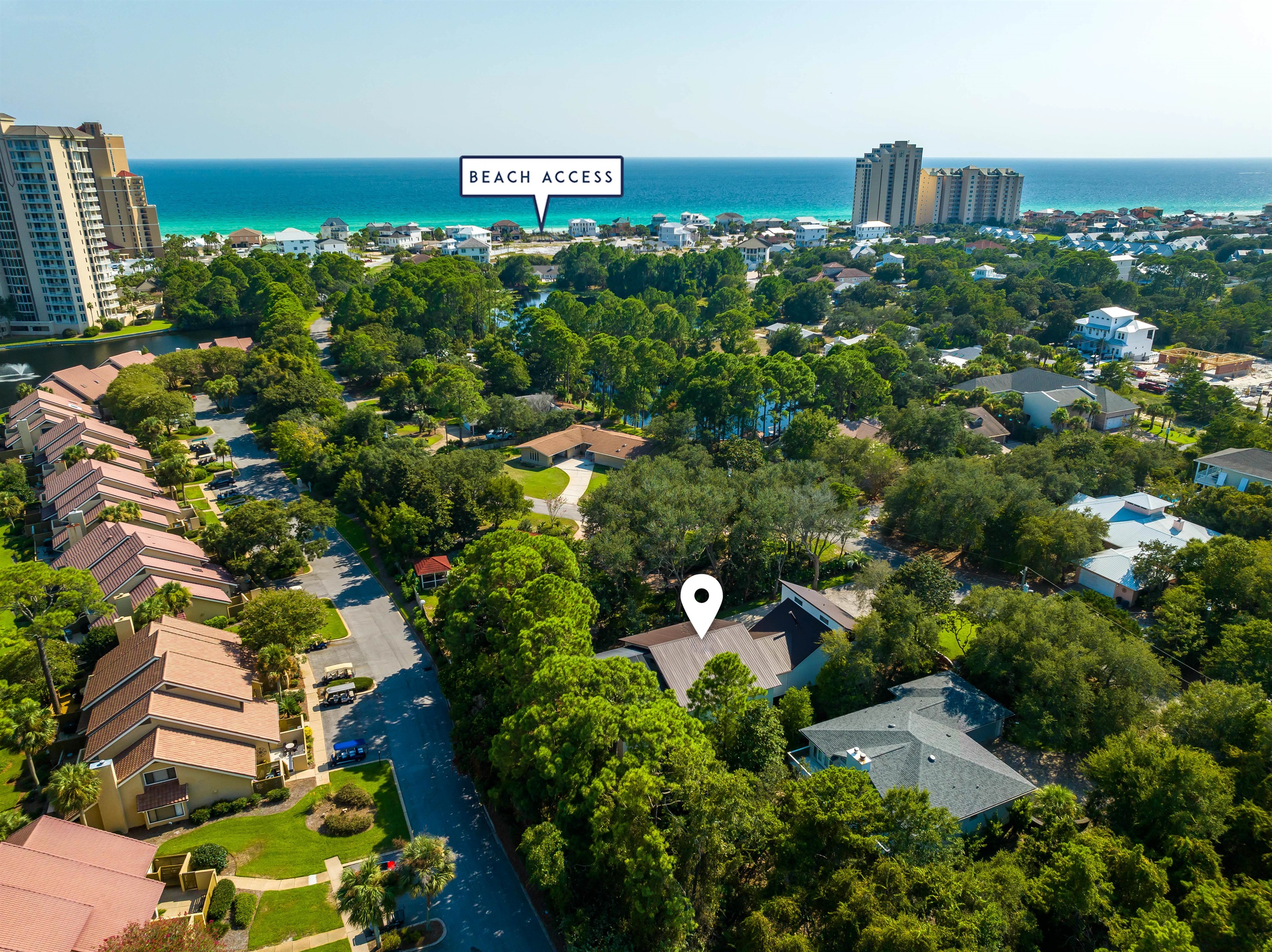 0.3 miles to the beach, 5 minute golf cart ride