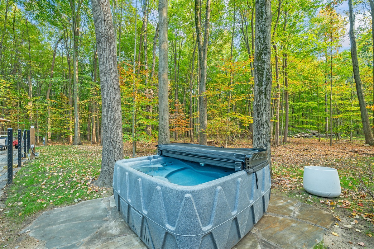 Soak in the hot tub after a day of fun