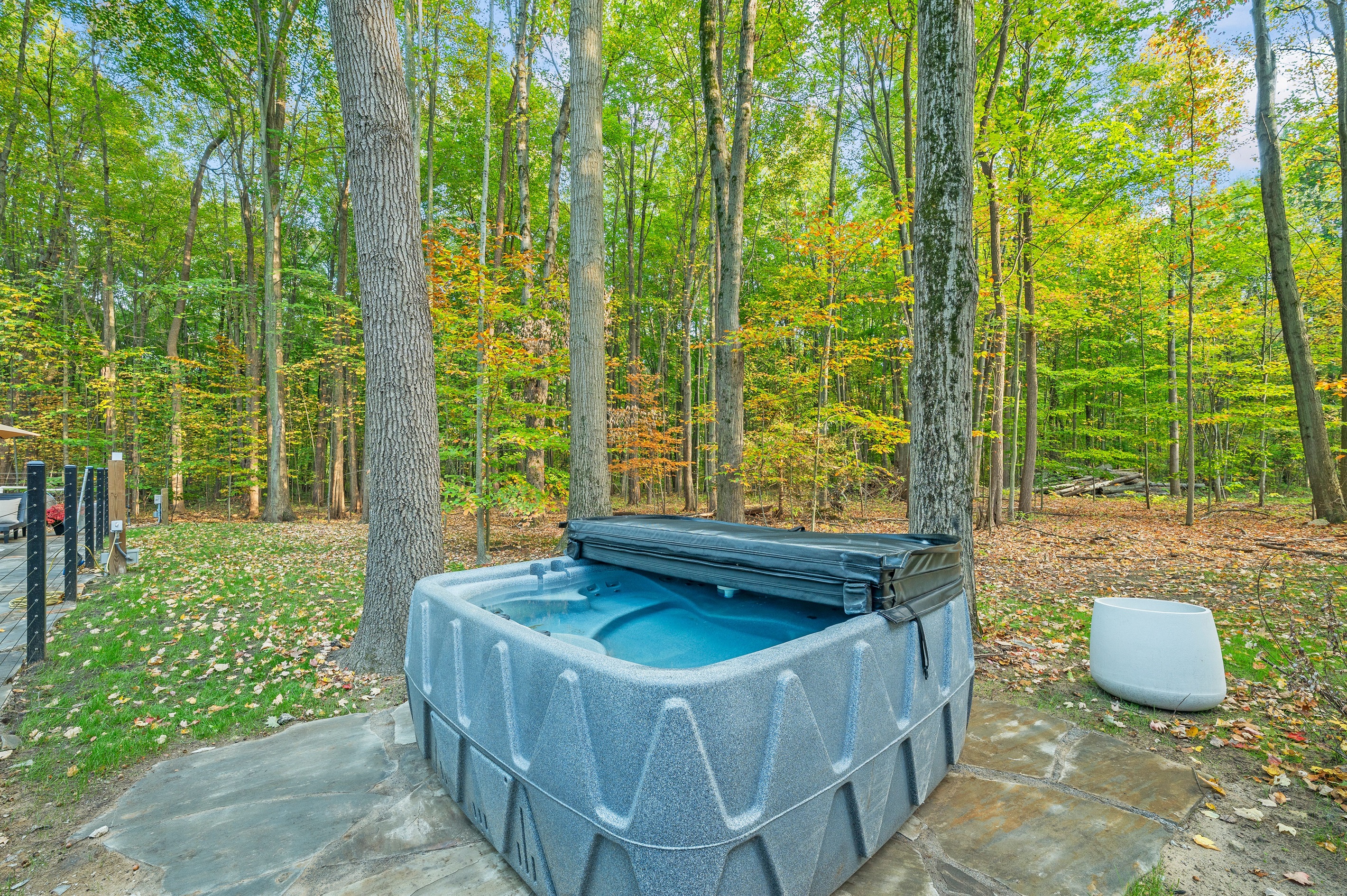Soak in the hot tub after a day of fun