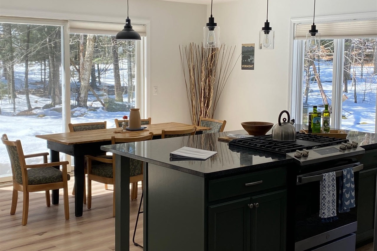 Open kitchen and dining area