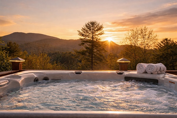 Sink into the hot tub and let the bubbling waters melt away your stress while enjoying the scenic surroundings.