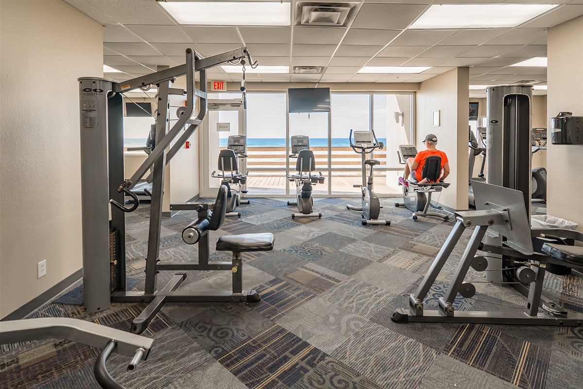 Large gym on ground level with a view!