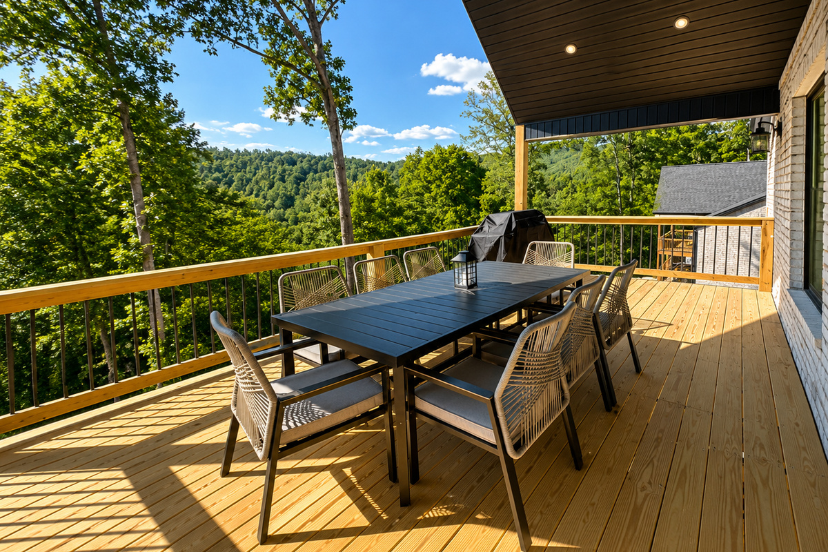 Main deck for dining and grilling
