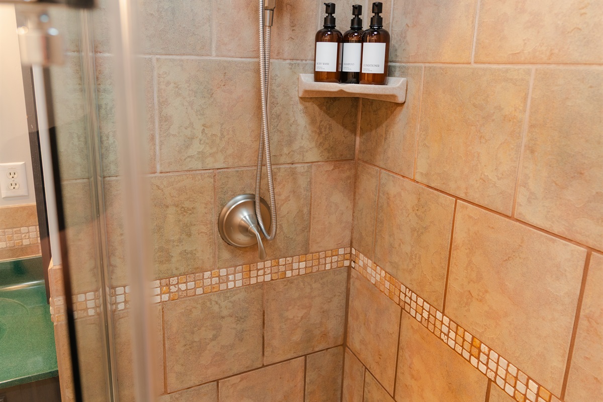 A well-stocked shower area with all the essentials for a refreshing retreat.