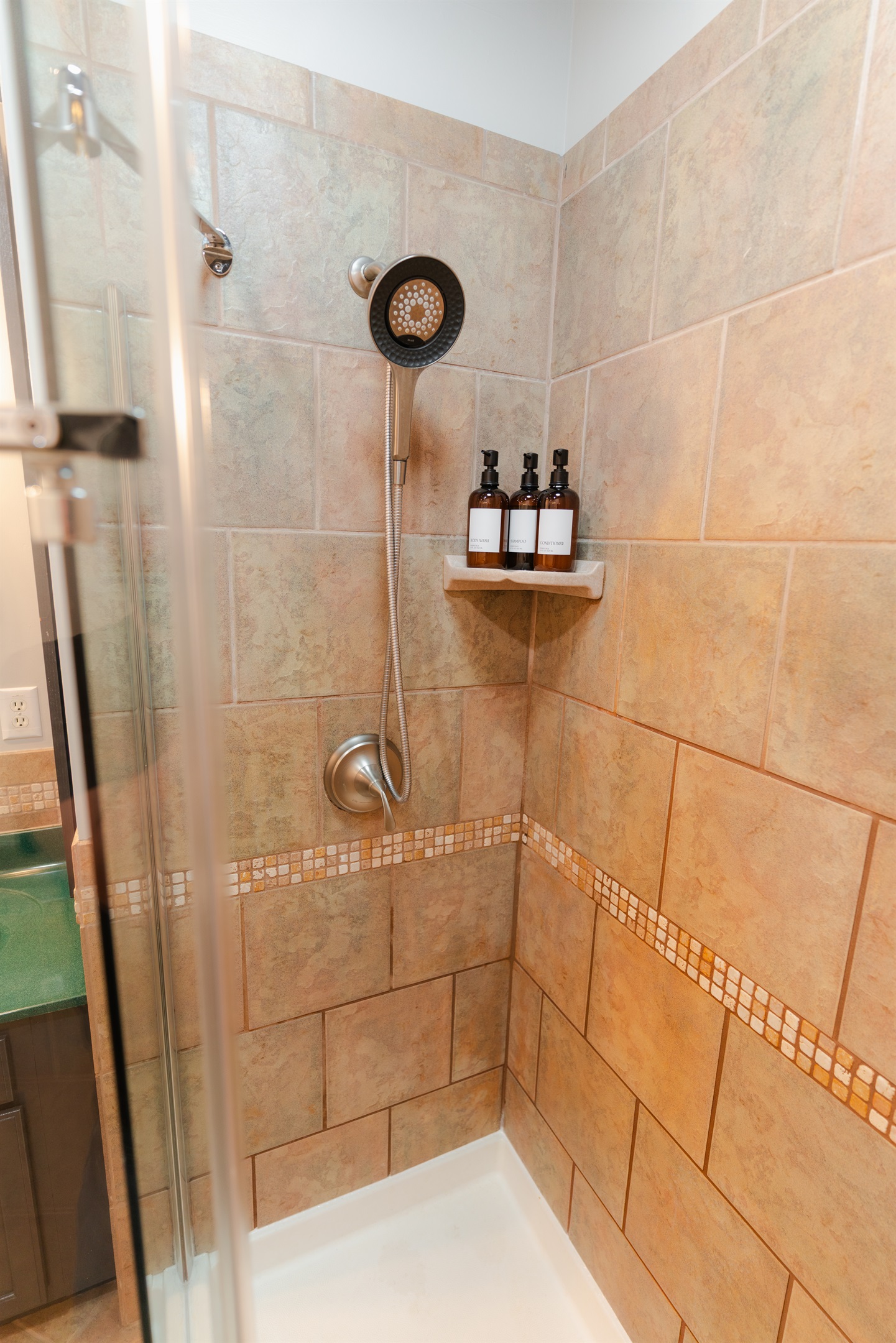 A well-stocked shower area with all the essentials for a refreshing retreat.