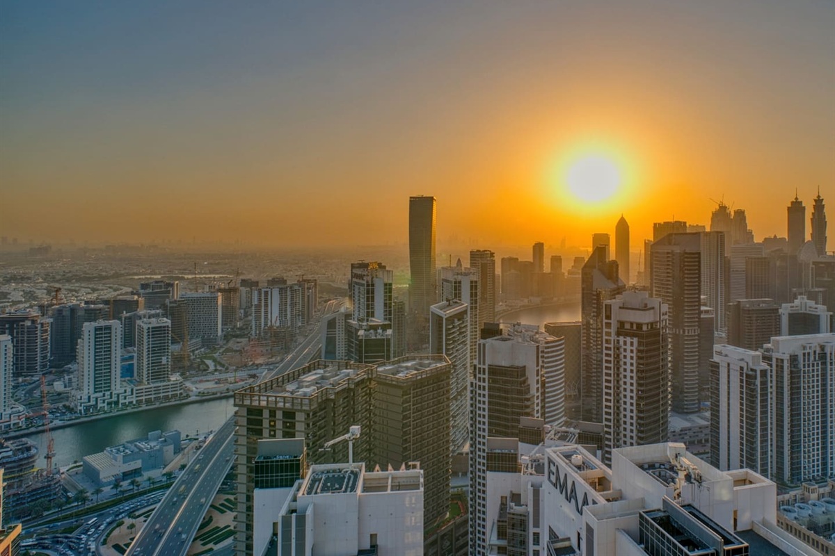 Panoramic view of the sunset from private balcony