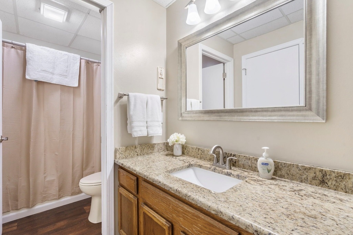 Left Bedroom Bathroom with sperate sink and toilet/shower area