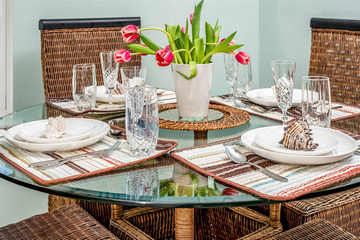 Details matter at this dune-front retreat. Quality glassware, place settings, and a fully stocked kitchen for up to 6 guests.