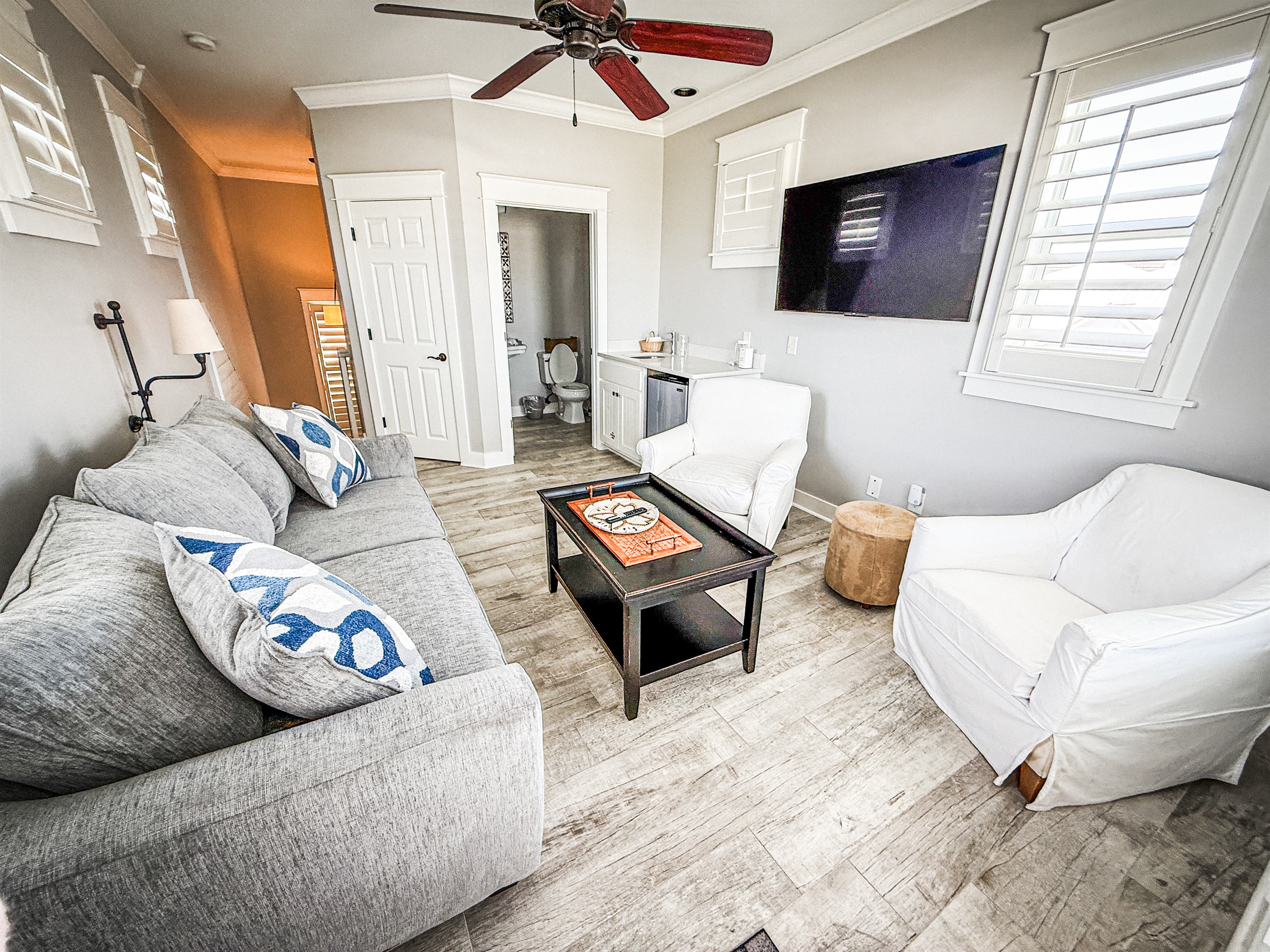 Third floor loft / game room / extra bedroom with attached 1/2 bath and wet bar