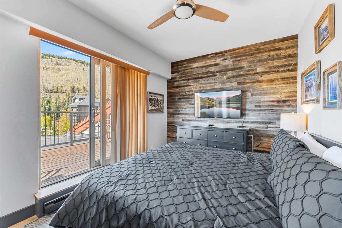 Second level King bedroom, private deck