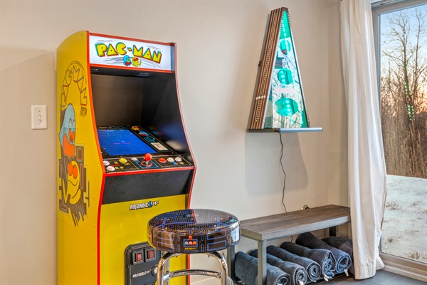 “Add a touch of nostalgia to your stay with the Pac-Man arcade game in the lower-level game room.