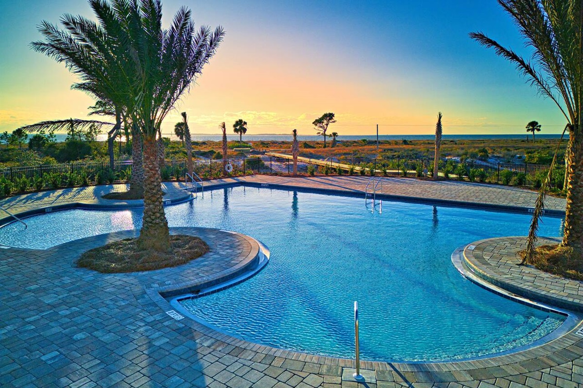 The resort-style north pool is walking distance from Le Bleu Bebe!