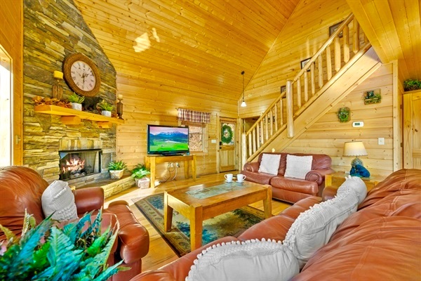 Snuggle up in front of the fireplace