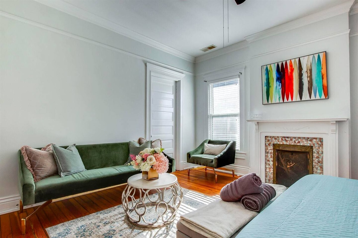 King suite with sofa and TV